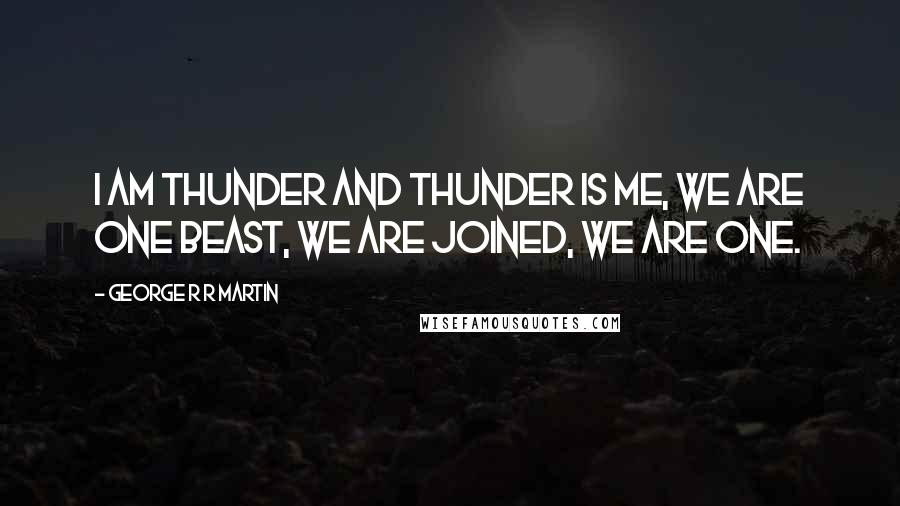 George R R Martin Quotes: I am Thunder and Thunder is me, we are one beast, we are joined, we are one.