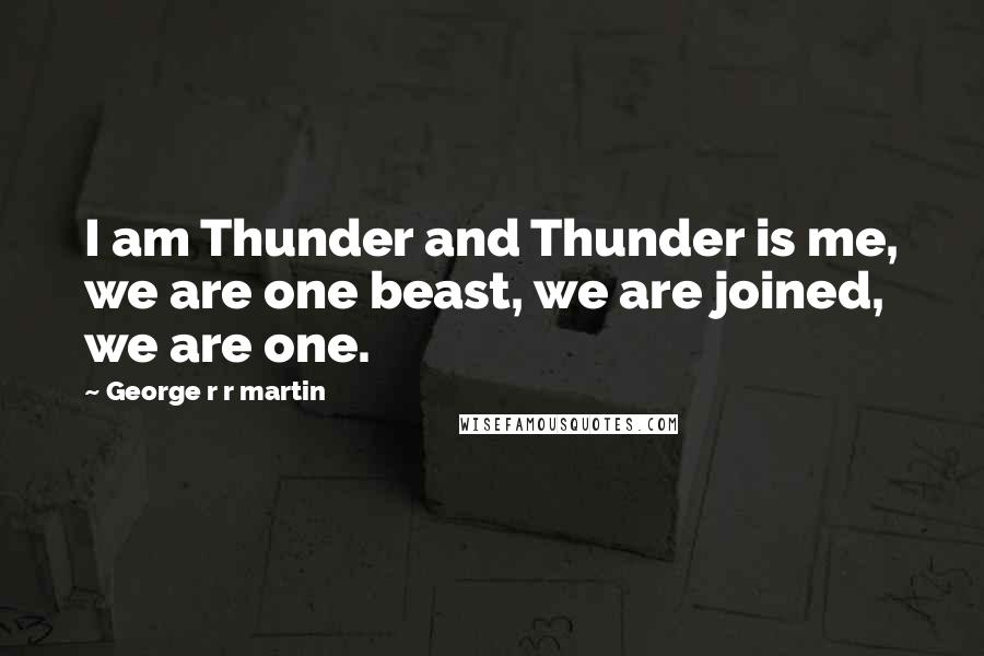 George R R Martin Quotes: I am Thunder and Thunder is me, we are one beast, we are joined, we are one.