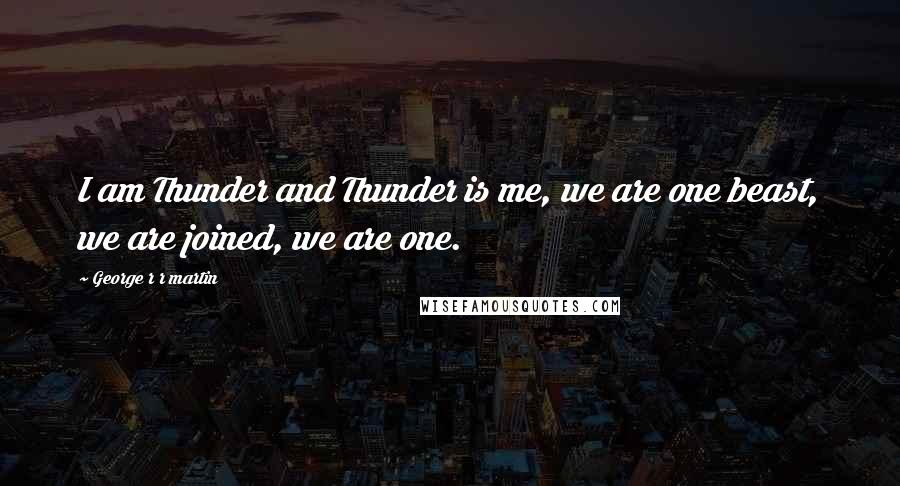 George R R Martin Quotes: I am Thunder and Thunder is me, we are one beast, we are joined, we are one.