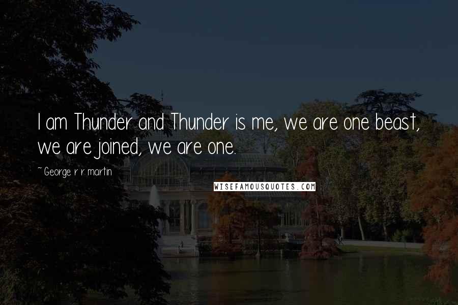 George R R Martin Quotes: I am Thunder and Thunder is me, we are one beast, we are joined, we are one.