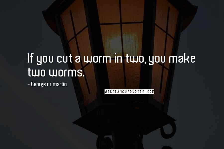 George R R Martin Quotes: If you cut a worm in two, you make two worms.