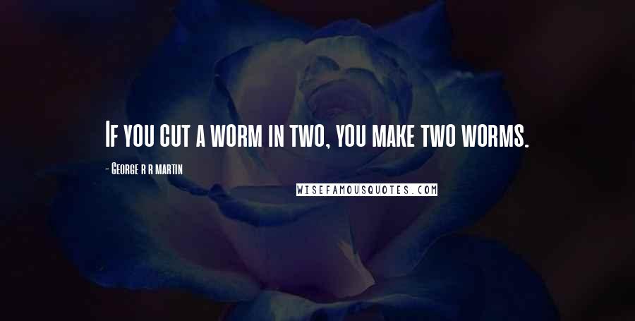 George R R Martin Quotes: If you cut a worm in two, you make two worms.