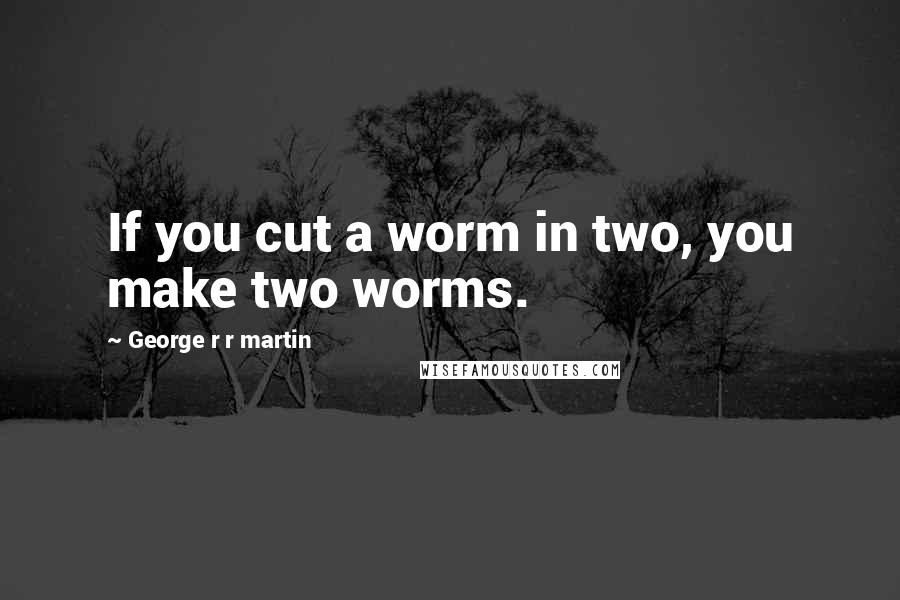 George R R Martin Quotes: If you cut a worm in two, you make two worms.