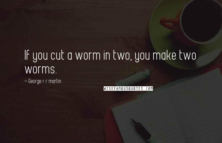 George R R Martin Quotes: If you cut a worm in two, you make two worms.