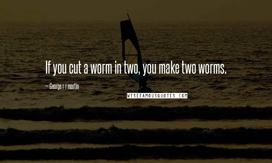 George R R Martin Quotes: If you cut a worm in two, you make two worms.