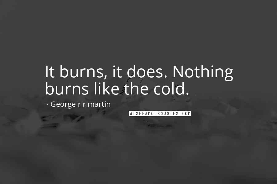 George R R Martin Quotes: It burns, it does. Nothing burns like the cold.
