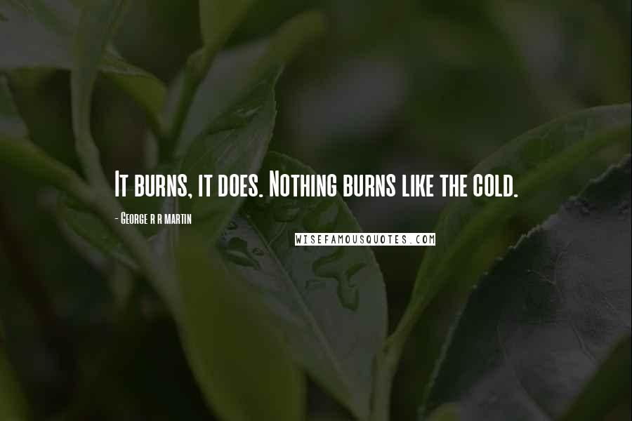 George R R Martin Quotes: It burns, it does. Nothing burns like the cold.