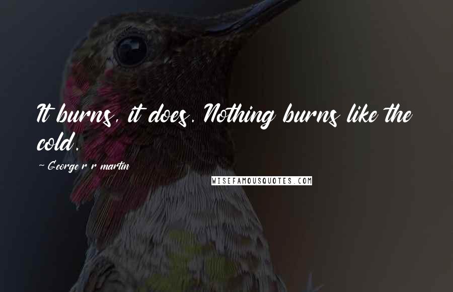 George R R Martin Quotes: It burns, it does. Nothing burns like the cold.