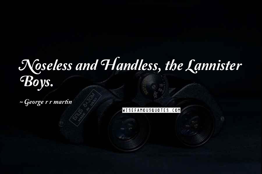 George R R Martin Quotes: Noseless and Handless, the Lannister Boys.