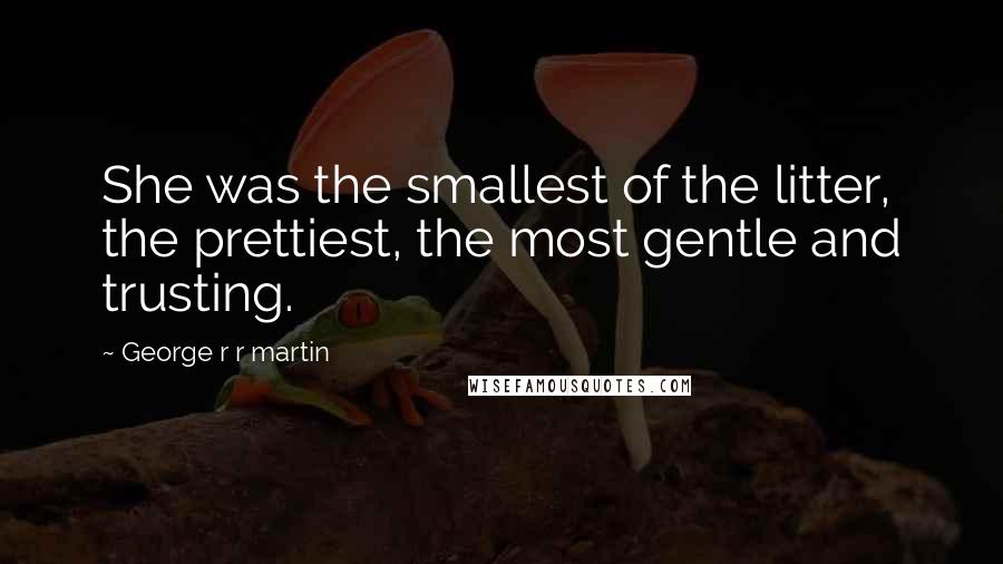 George R R Martin Quotes: She was the smallest of the litter, the prettiest, the most gentle and trusting.