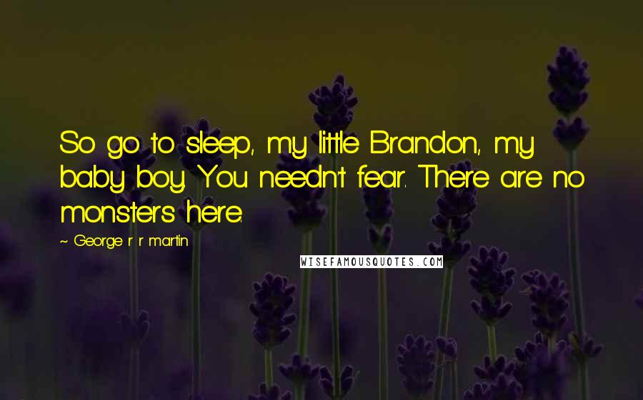 George R R Martin Quotes: So go to sleep, my little Brandon, my baby boy. You needn't fear. There are no monsters here.