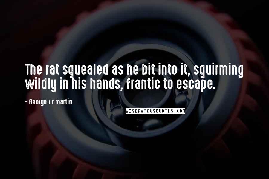 George R R Martin Quotes: The rat squealed as he bit into it, squirming wildly in his hands, frantic to escape.