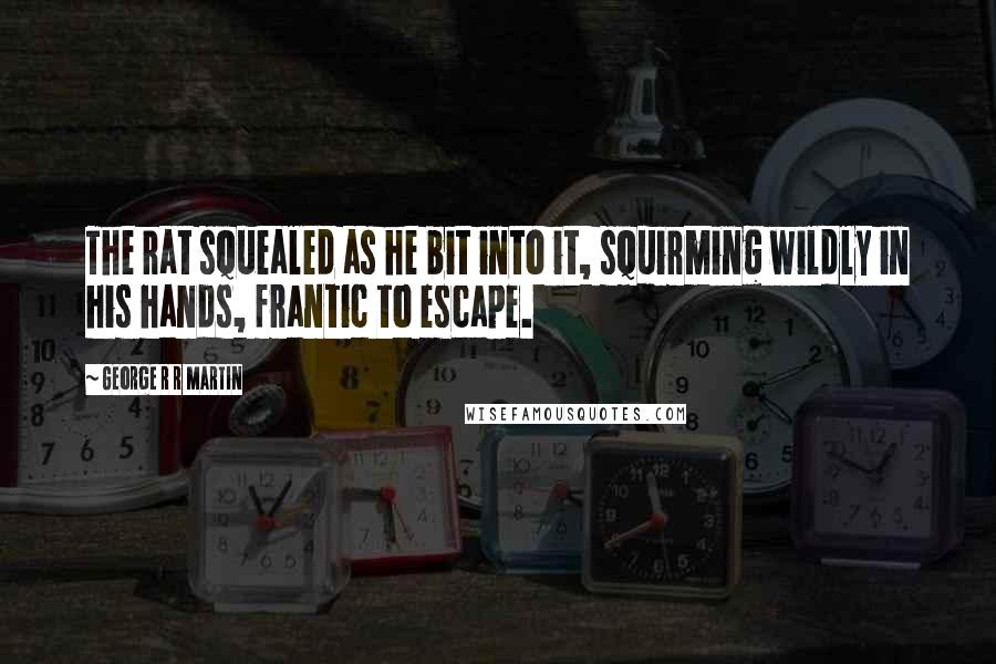 George R R Martin Quotes: The rat squealed as he bit into it, squirming wildly in his hands, frantic to escape.