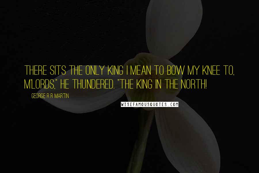 George R R Martin Quotes: There sits the only king I mean to bow my knee to, m'lords," he thundered. "The King in the North!