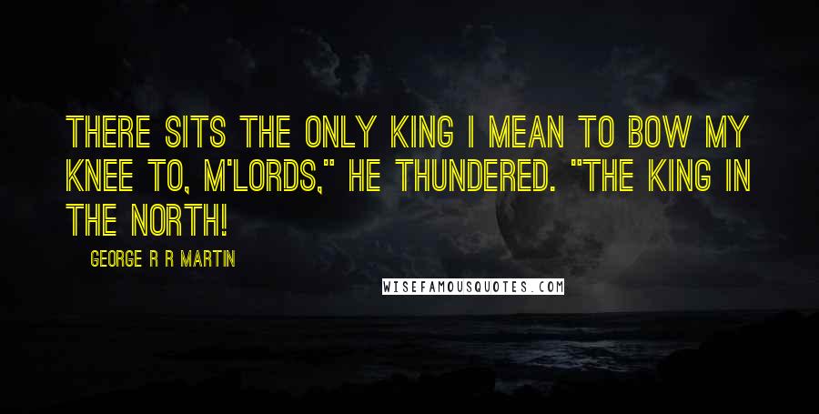 George R R Martin Quotes: There sits the only king I mean to bow my knee to, m'lords," he thundered. "The King in the North!