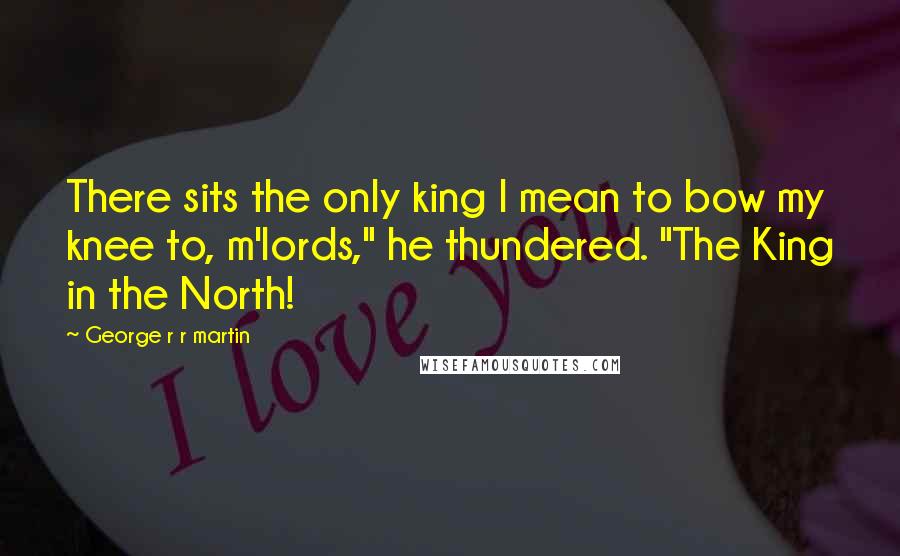 George R R Martin Quotes: There sits the only king I mean to bow my knee to, m'lords," he thundered. "The King in the North!