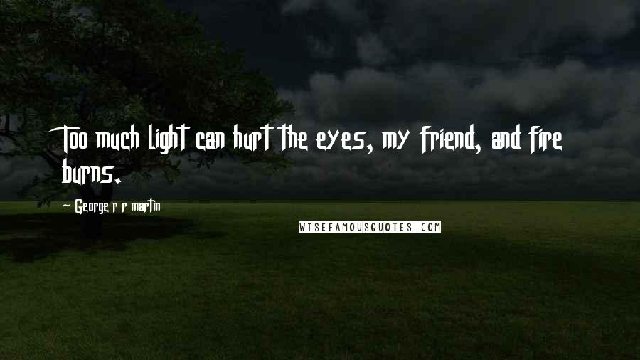 George R R Martin Quotes: Too much light can hurt the eyes, my friend, and fire burns.