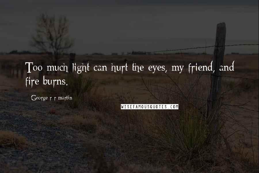 George R R Martin Quotes: Too much light can hurt the eyes, my friend, and fire burns.