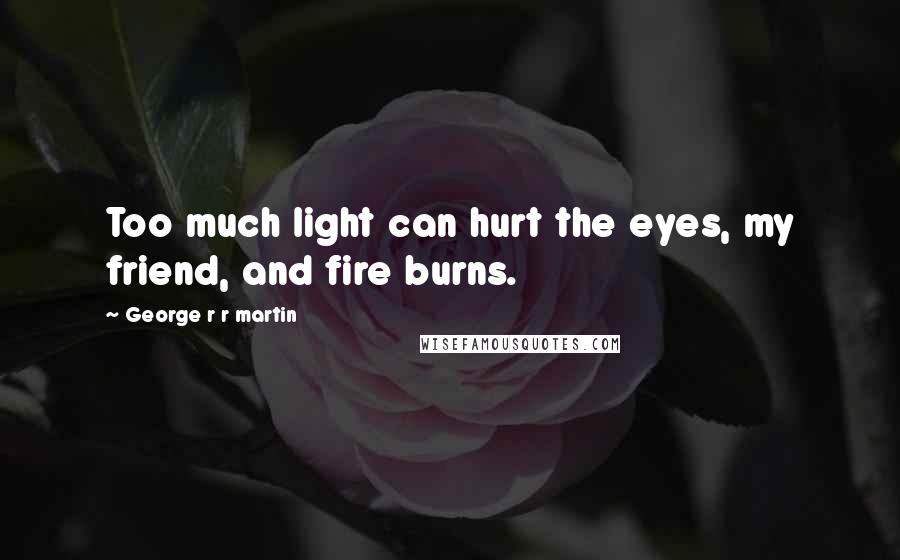 George R R Martin Quotes: Too much light can hurt the eyes, my friend, and fire burns.