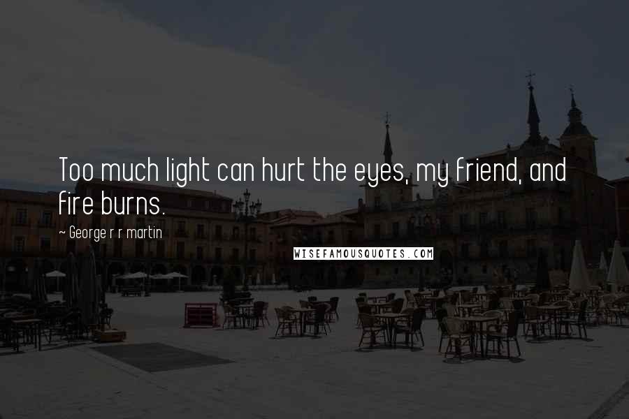 George R R Martin Quotes: Too much light can hurt the eyes, my friend, and fire burns.