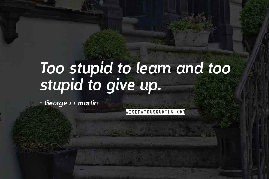 George R R Martin Quotes: Too stupid to learn and too stupid to give up.