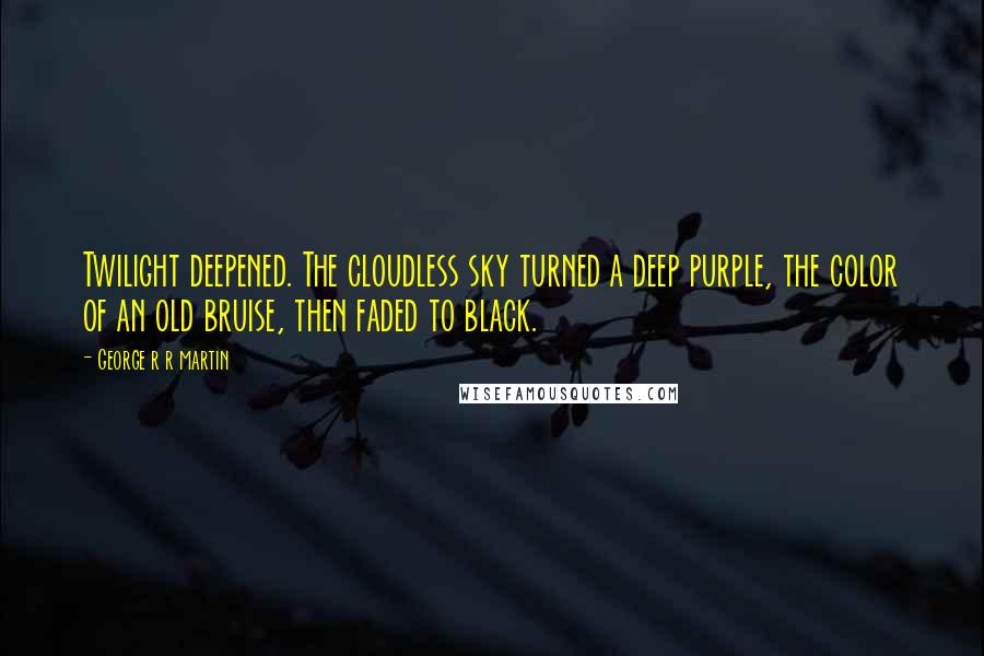 George R R Martin Quotes: Twilight deepened. The cloudless sky turned a deep purple, the color of an old bruise, then faded to black.