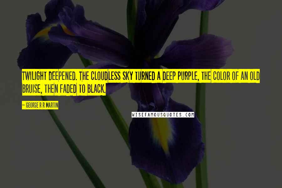 George R R Martin Quotes: Twilight deepened. The cloudless sky turned a deep purple, the color of an old bruise, then faded to black.