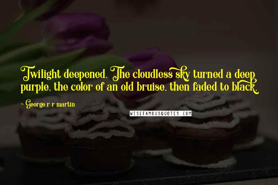 George R R Martin Quotes: Twilight deepened. The cloudless sky turned a deep purple, the color of an old bruise, then faded to black.