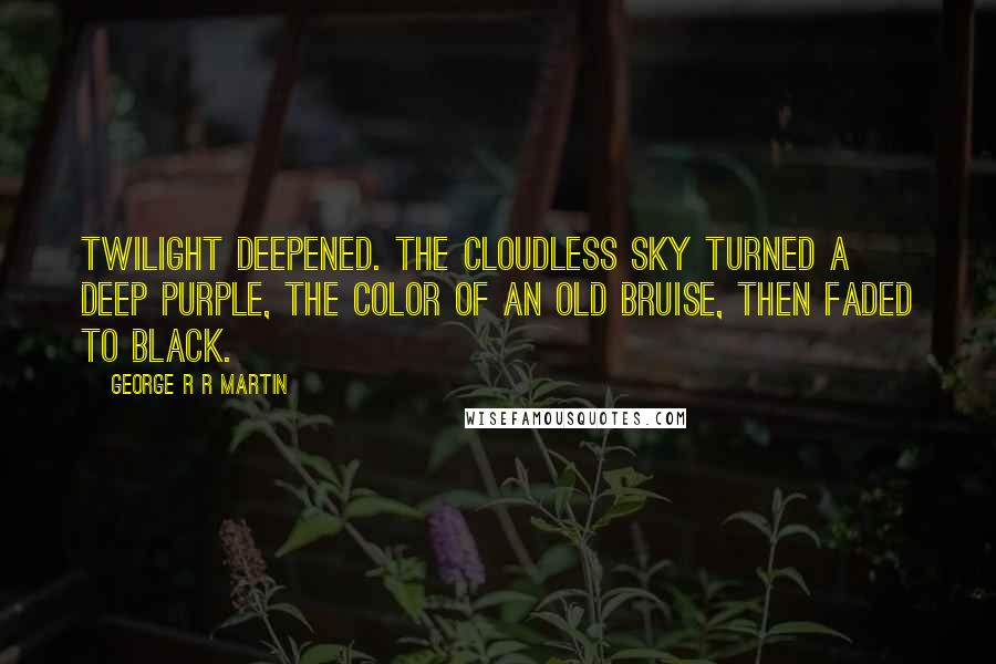 George R R Martin Quotes: Twilight deepened. The cloudless sky turned a deep purple, the color of an old bruise, then faded to black.