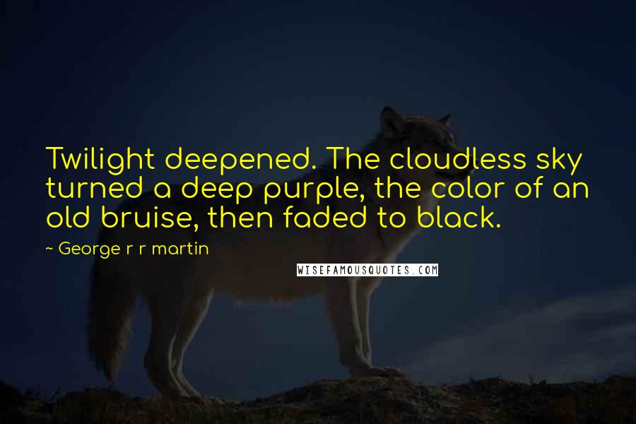 George R R Martin Quotes: Twilight deepened. The cloudless sky turned a deep purple, the color of an old bruise, then faded to black.