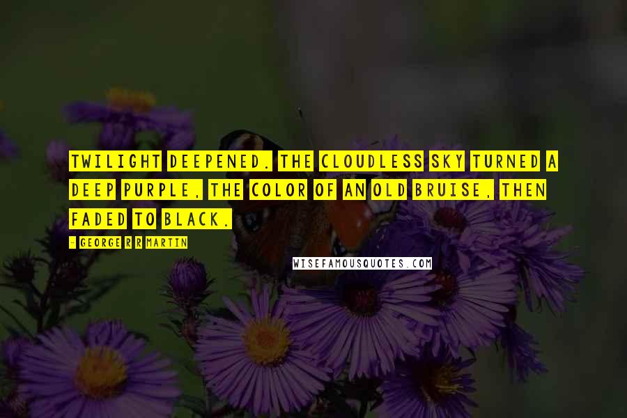 George R R Martin Quotes: Twilight deepened. The cloudless sky turned a deep purple, the color of an old bruise, then faded to black.