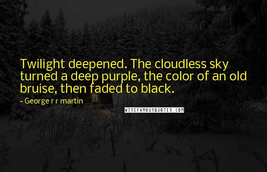 George R R Martin Quotes: Twilight deepened. The cloudless sky turned a deep purple, the color of an old bruise, then faded to black.