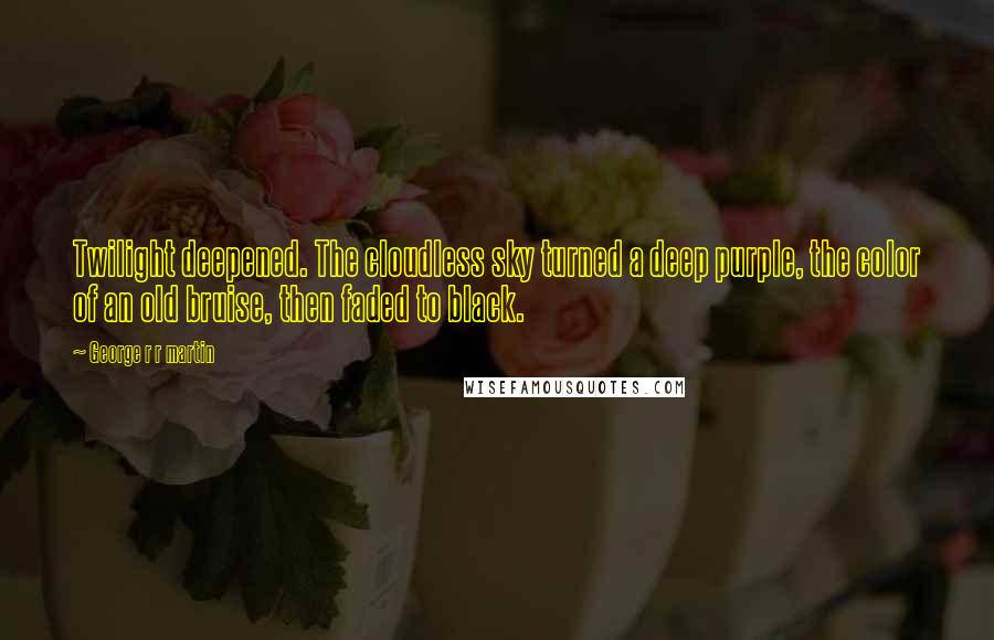 George R R Martin Quotes: Twilight deepened. The cloudless sky turned a deep purple, the color of an old bruise, then faded to black.