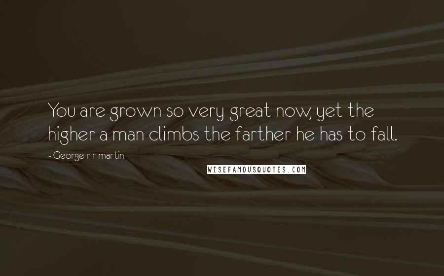 George R R Martin Quotes: You are grown so very great now, yet the higher a man climbs the farther he has to fall.