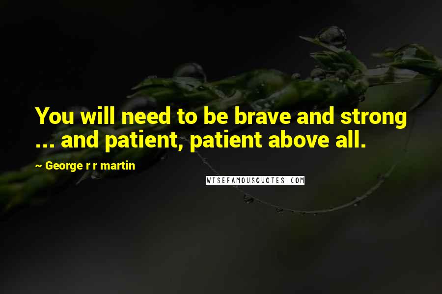 George R R Martin Quotes: You will need to be brave and strong ... and patient, patient above all.