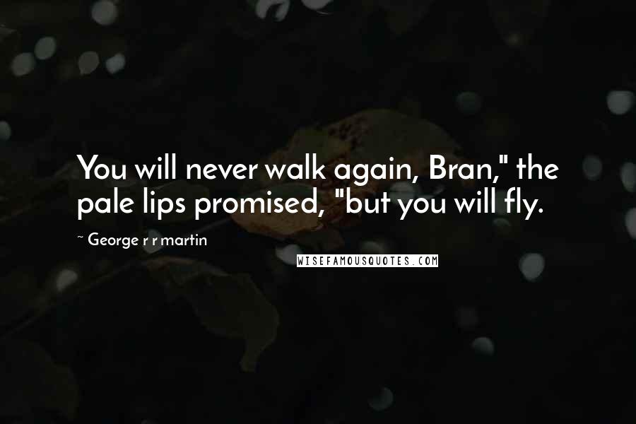 George R R Martin Quotes: You will never walk again, Bran," the pale lips promised, "but you will fly.