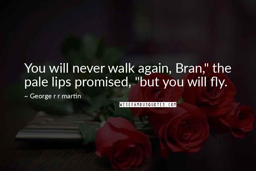 George R R Martin Quotes: You will never walk again, Bran," the pale lips promised, "but you will fly.