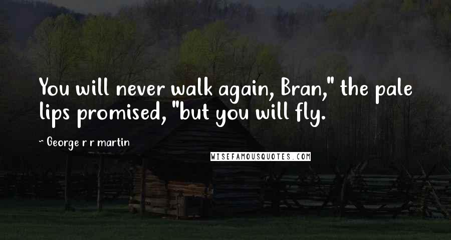 George R R Martin Quotes: You will never walk again, Bran," the pale lips promised, "but you will fly.