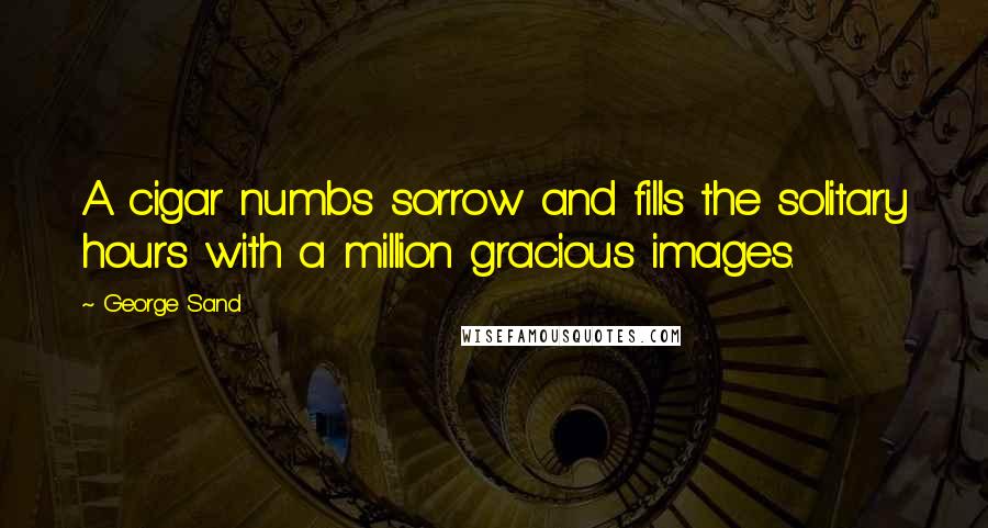 George Sand Quotes: A cigar numbs sorrow and fills the solitary hours with a million gracious images.