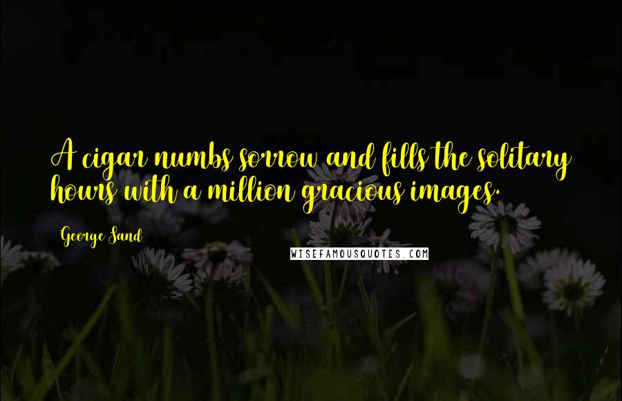 George Sand Quotes: A cigar numbs sorrow and fills the solitary hours with a million gracious images.