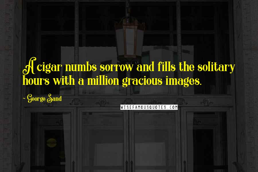 George Sand Quotes: A cigar numbs sorrow and fills the solitary hours with a million gracious images.