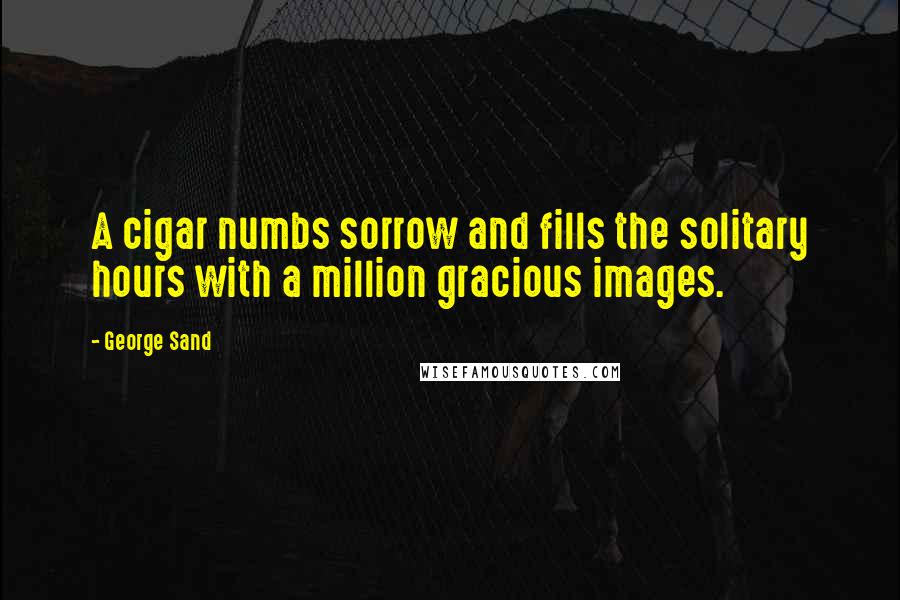 George Sand Quotes: A cigar numbs sorrow and fills the solitary hours with a million gracious images.