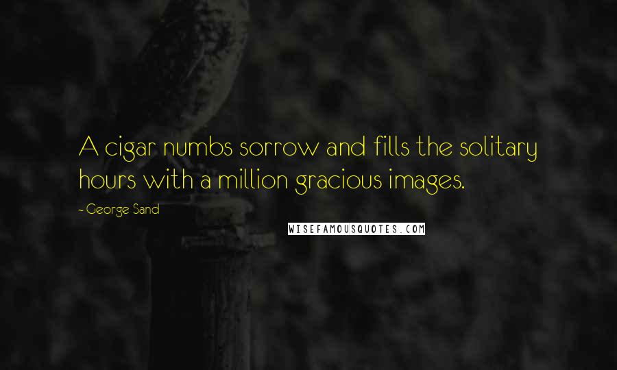 George Sand Quotes: A cigar numbs sorrow and fills the solitary hours with a million gracious images.