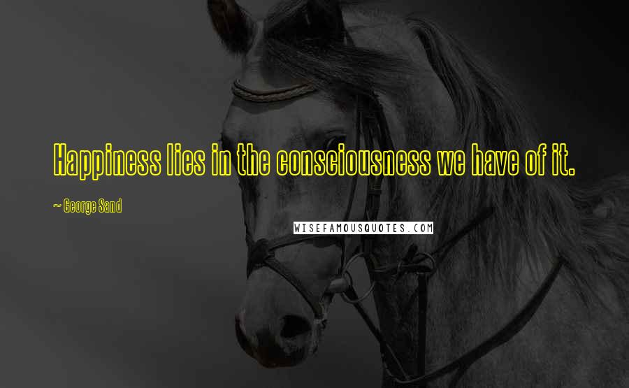 George Sand Quotes: Happiness lies in the consciousness we have of it.