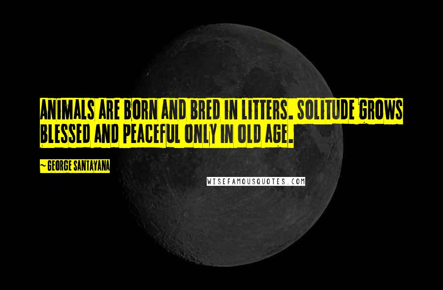 George Santayana Quotes: Animals are born and bred in litters. Solitude grows blessed and peaceful only in old age.