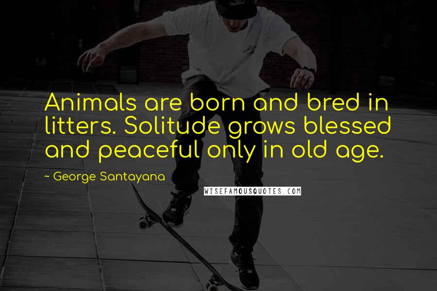 George Santayana Quotes: Animals are born and bred in litters. Solitude grows blessed and peaceful only in old age.