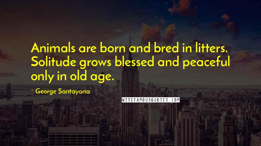 George Santayana Quotes: Animals are born and bred in litters. Solitude grows blessed and peaceful only in old age.