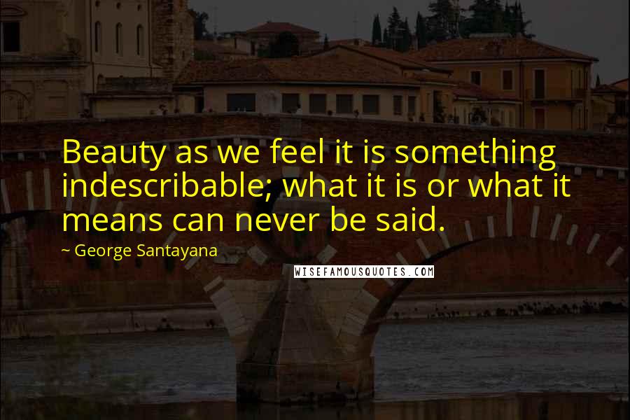 George Santayana Quotes: Beauty as we feel it is something indescribable; what it is or what it means can never be said.