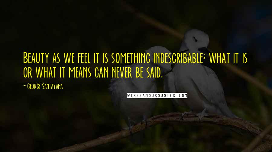 George Santayana Quotes: Beauty as we feel it is something indescribable; what it is or what it means can never be said.