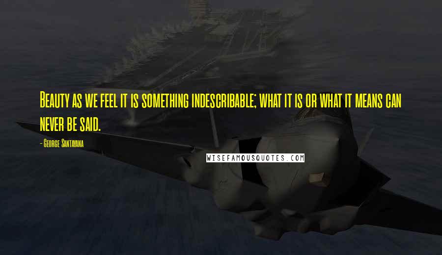 George Santayana Quotes: Beauty as we feel it is something indescribable; what it is or what it means can never be said.